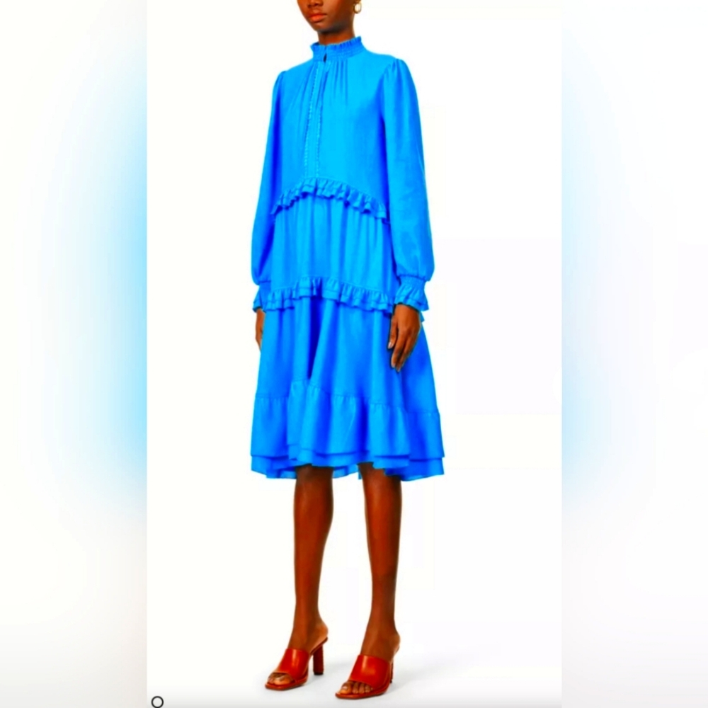 ME+EM Statement Frill Swing Dress Signal Blue. Size: UK 14 = US 12. - Picture 3 of 12